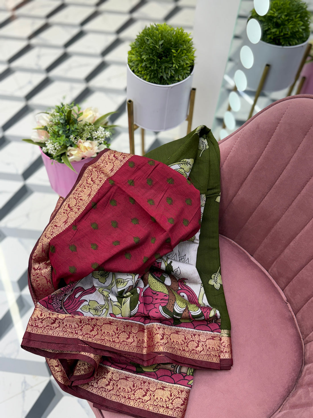 Green Maheshwari Saree