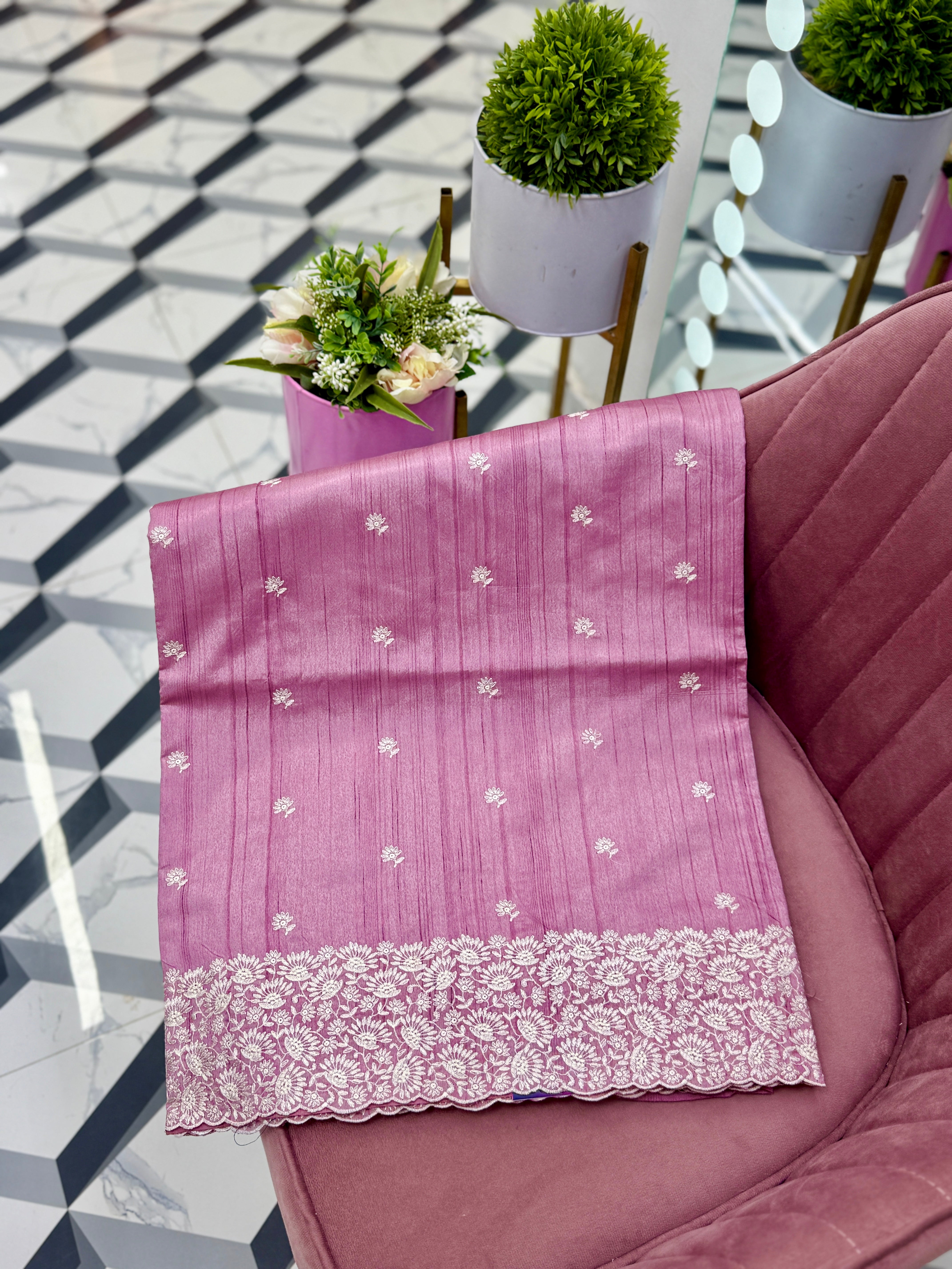 Pink Soft Rawsilk Saree