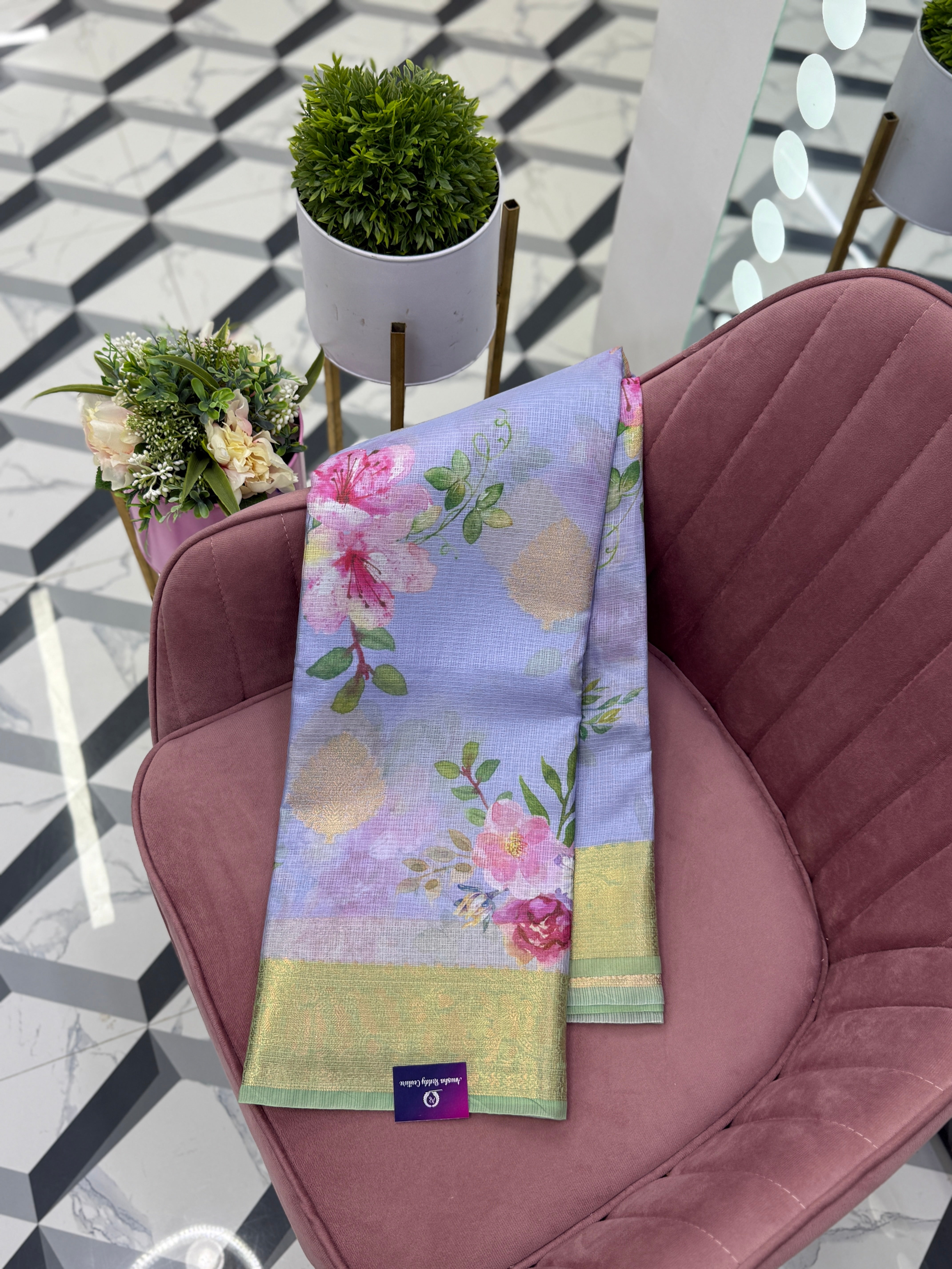 Lavender Silk Kota Saree