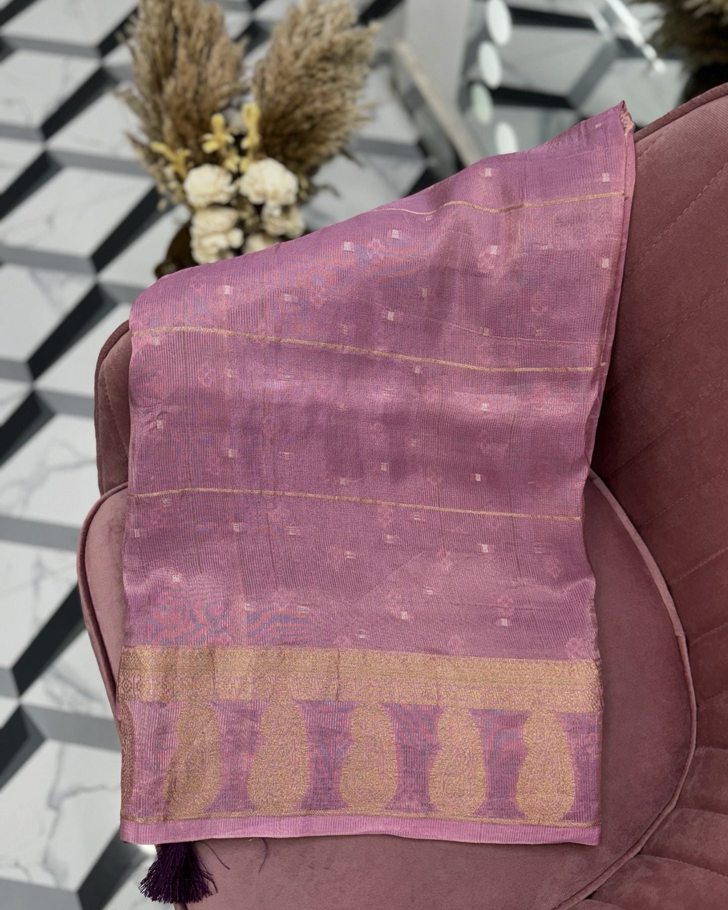 Pink Fancy Tissue Saree