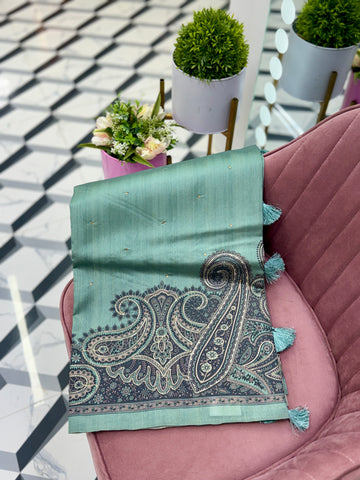 Premium Seagreen Tussar Saree
