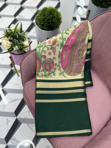 Green Semi Mysore Silk Saree