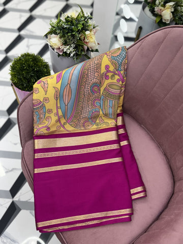 Pink Semi Mysore Silk Saree