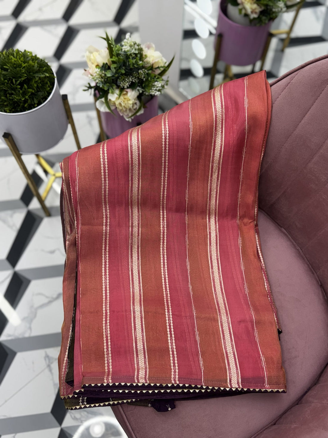 Peach Premium Organza Saree