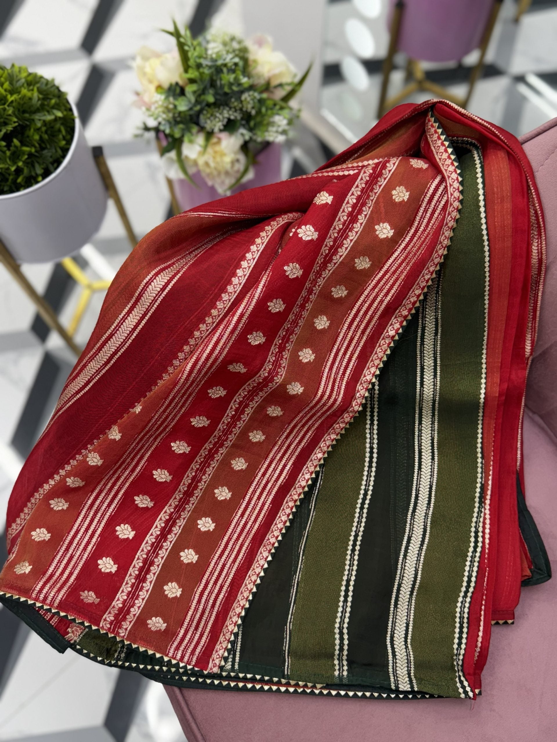 Red Premium Organza Saree