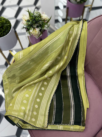 Pista Green Premium Organza Saree
