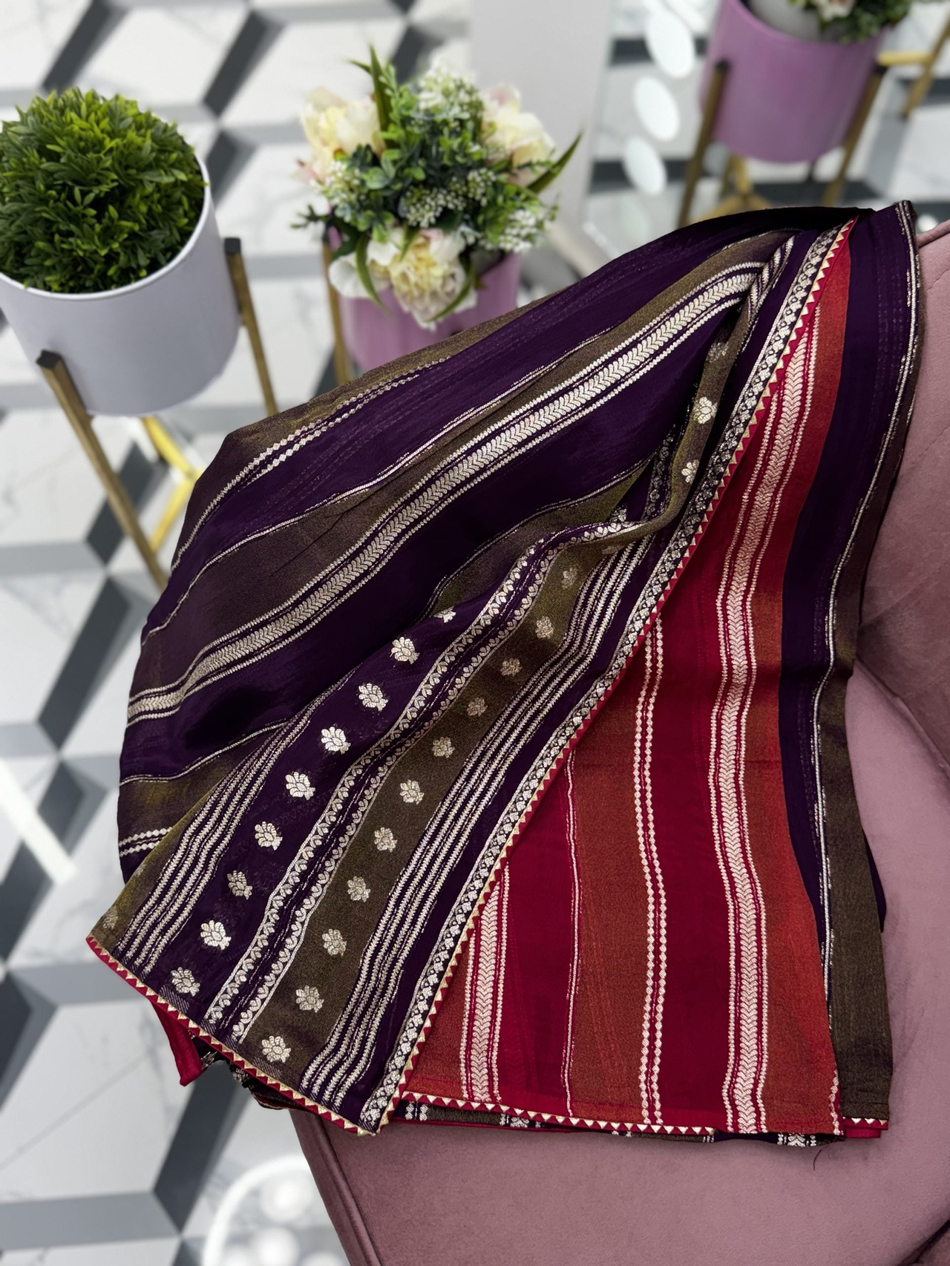 Purple Premium Organza Saree