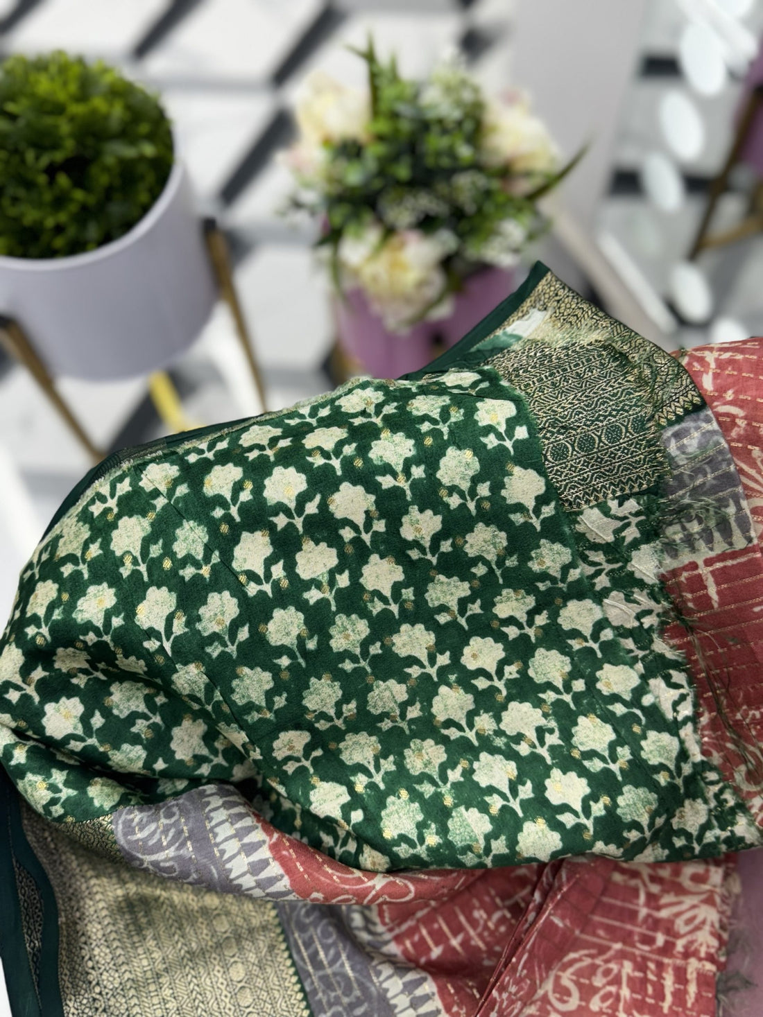 Premium Peach Tussar Saree