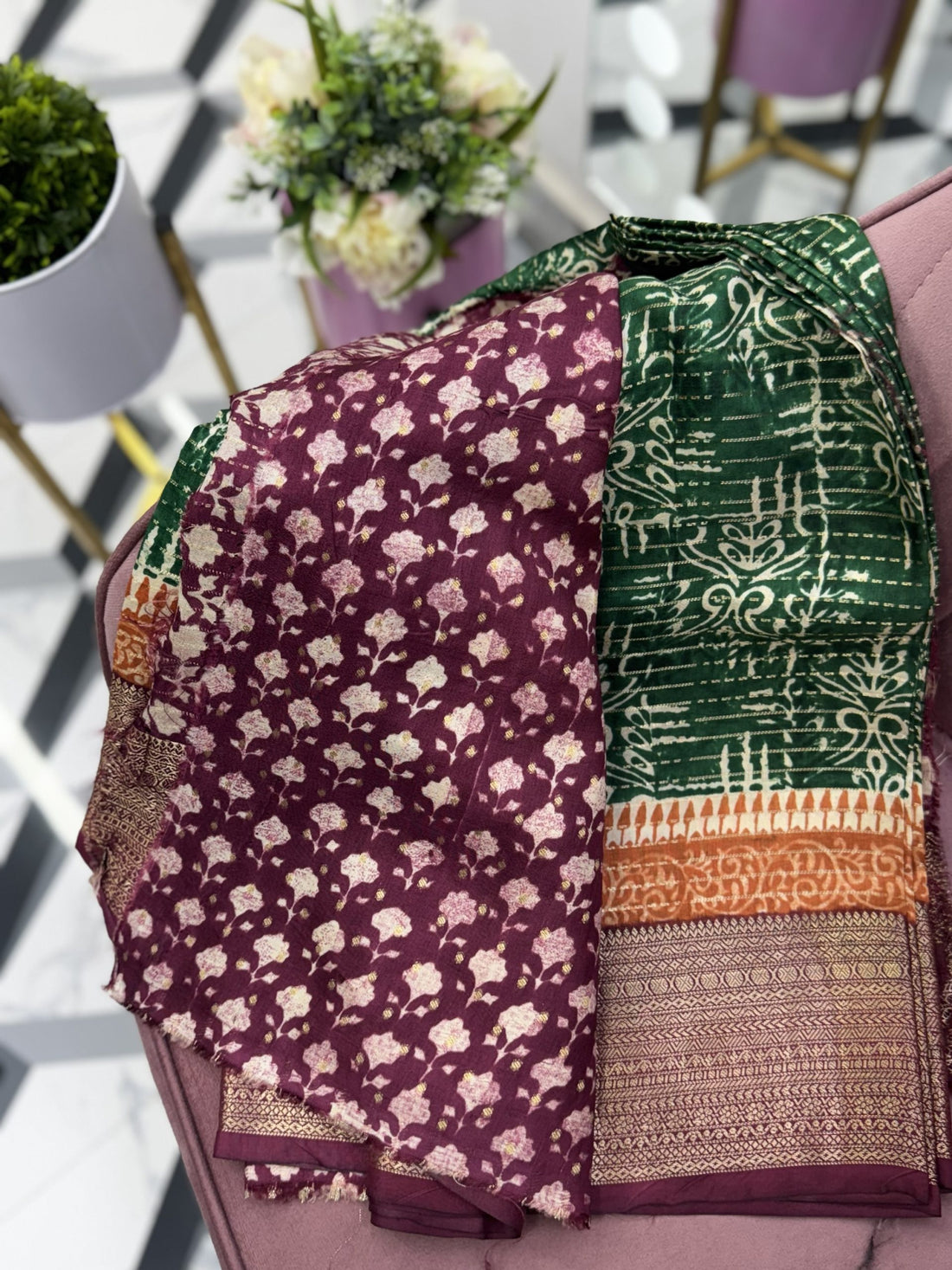 Bottle Green Premium Tussar Saree