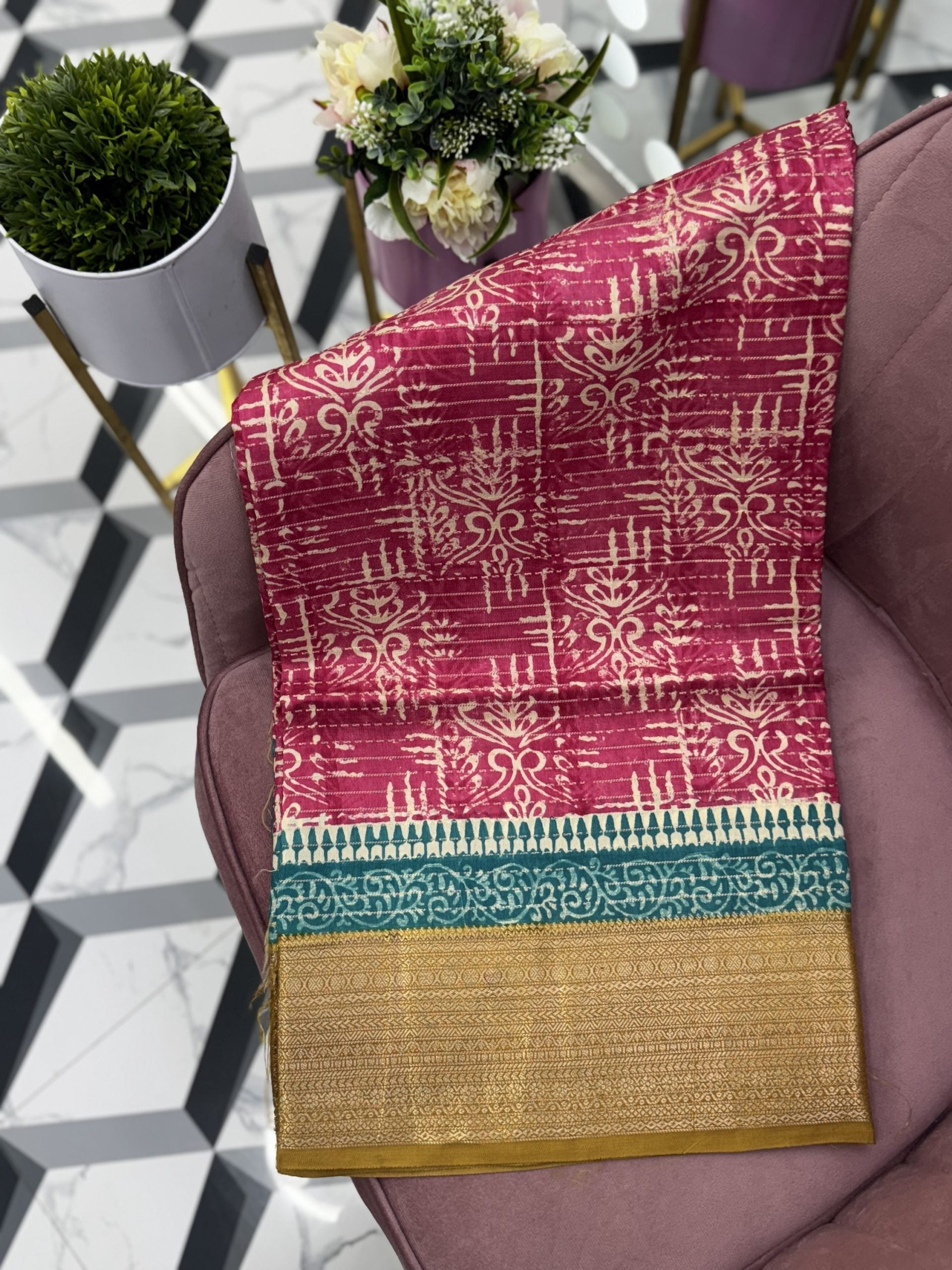 Peach Premium Tussar Saree