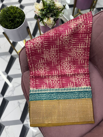 Peach Premium Tussar Saree