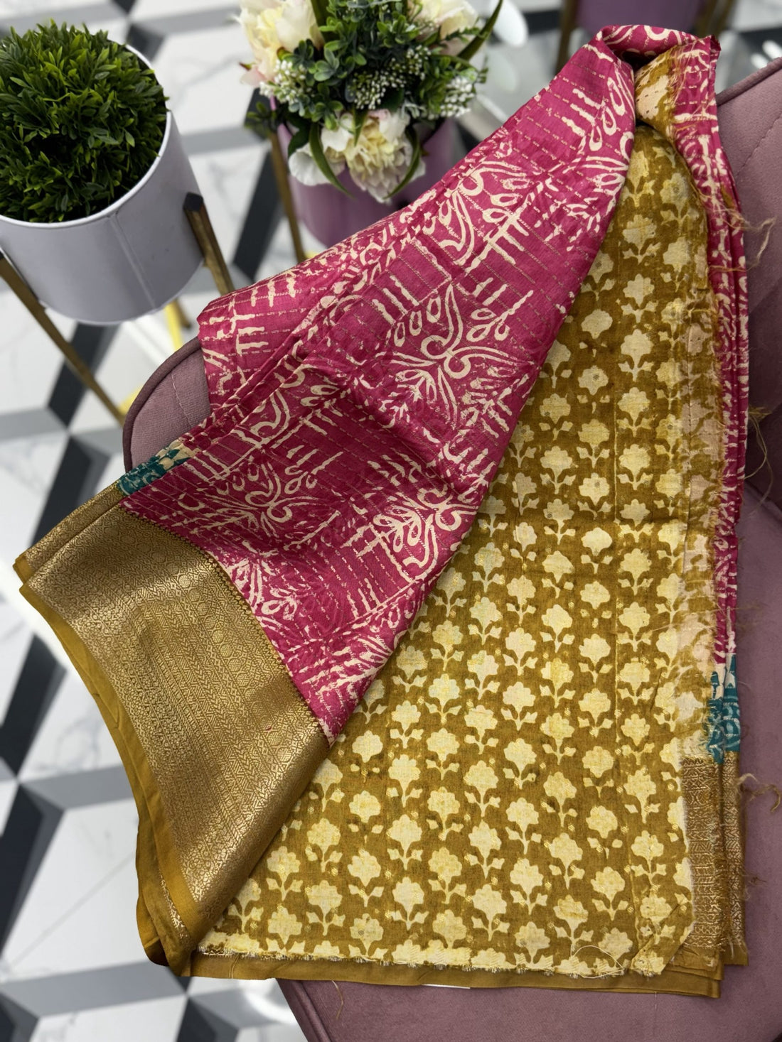 Peach Premium Tussar Saree