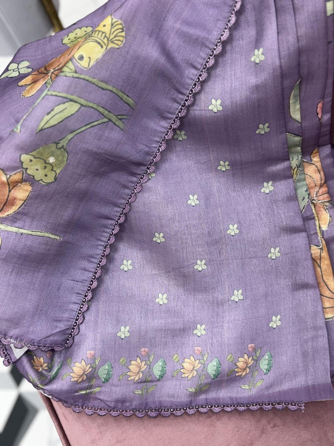 Lavender Soft Tussar Saree