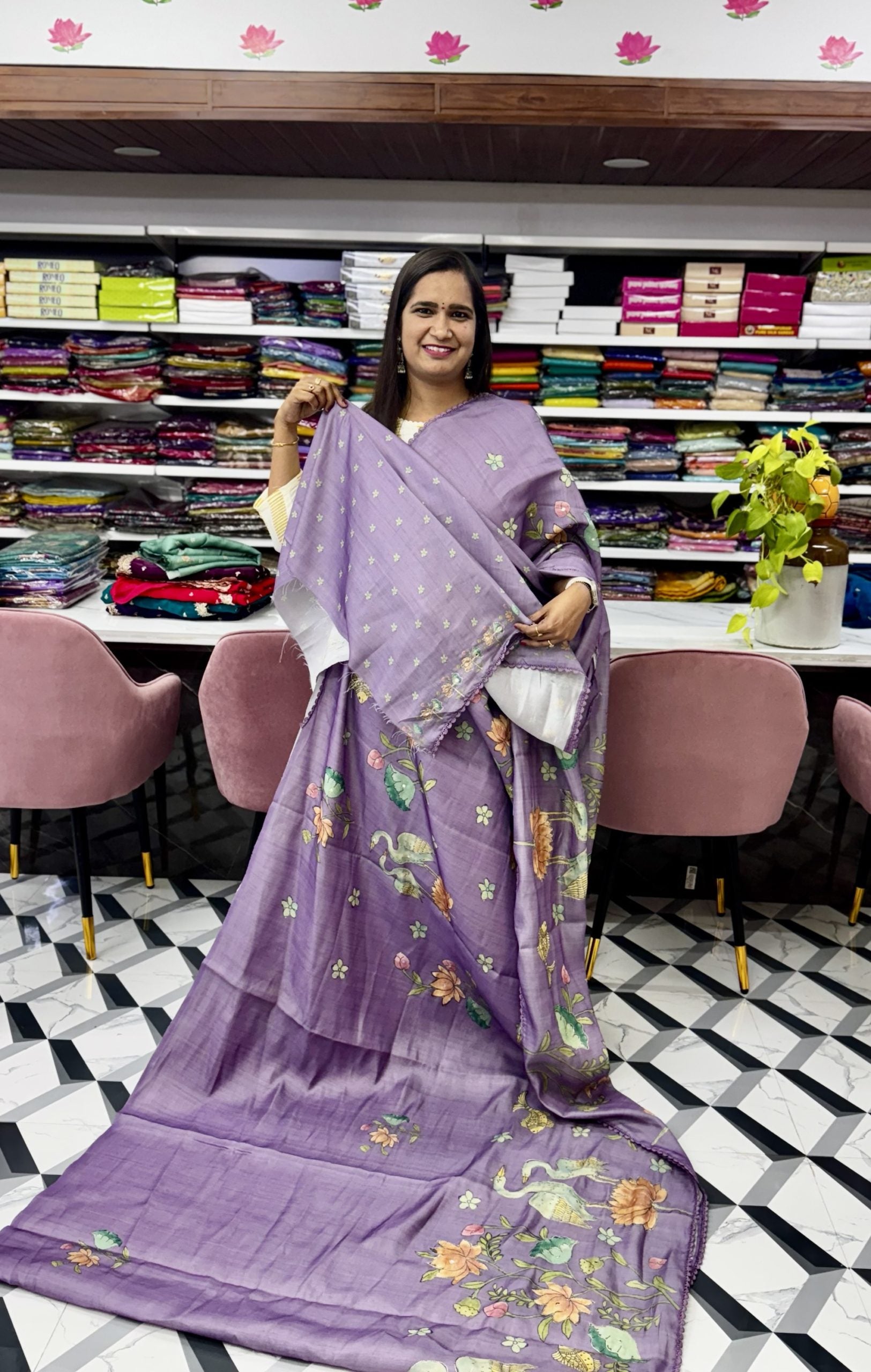 Lavender Soft Tussar Saree