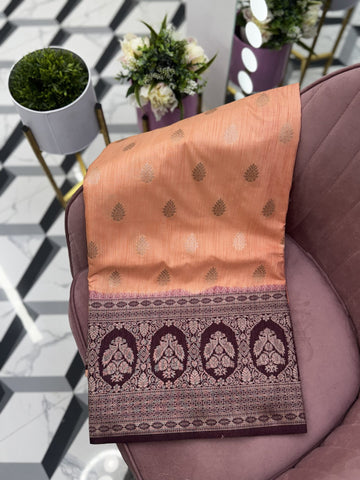 Peach Fancy Chanderi Saree