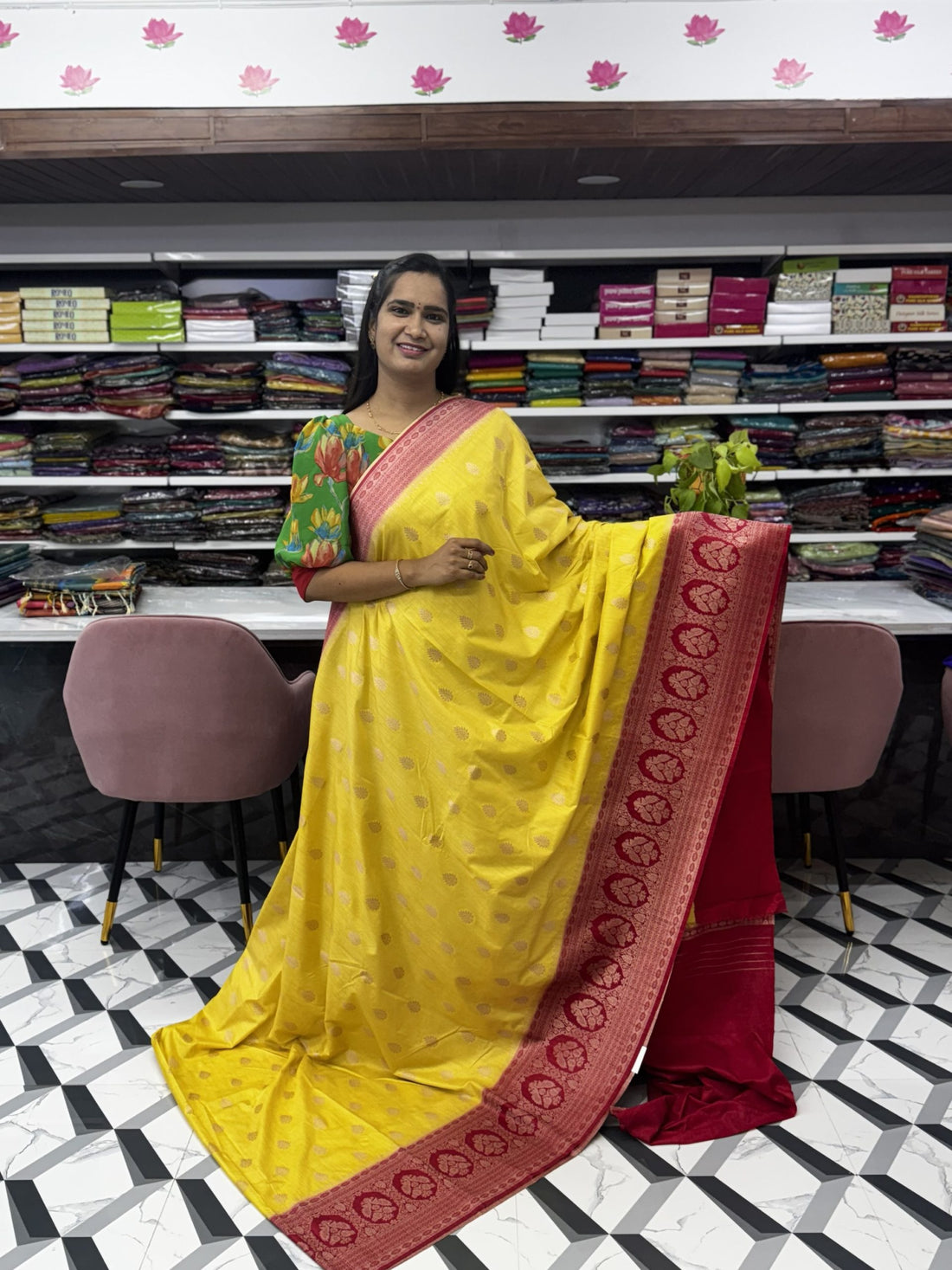 Yellow Fancy Chanderi Saree