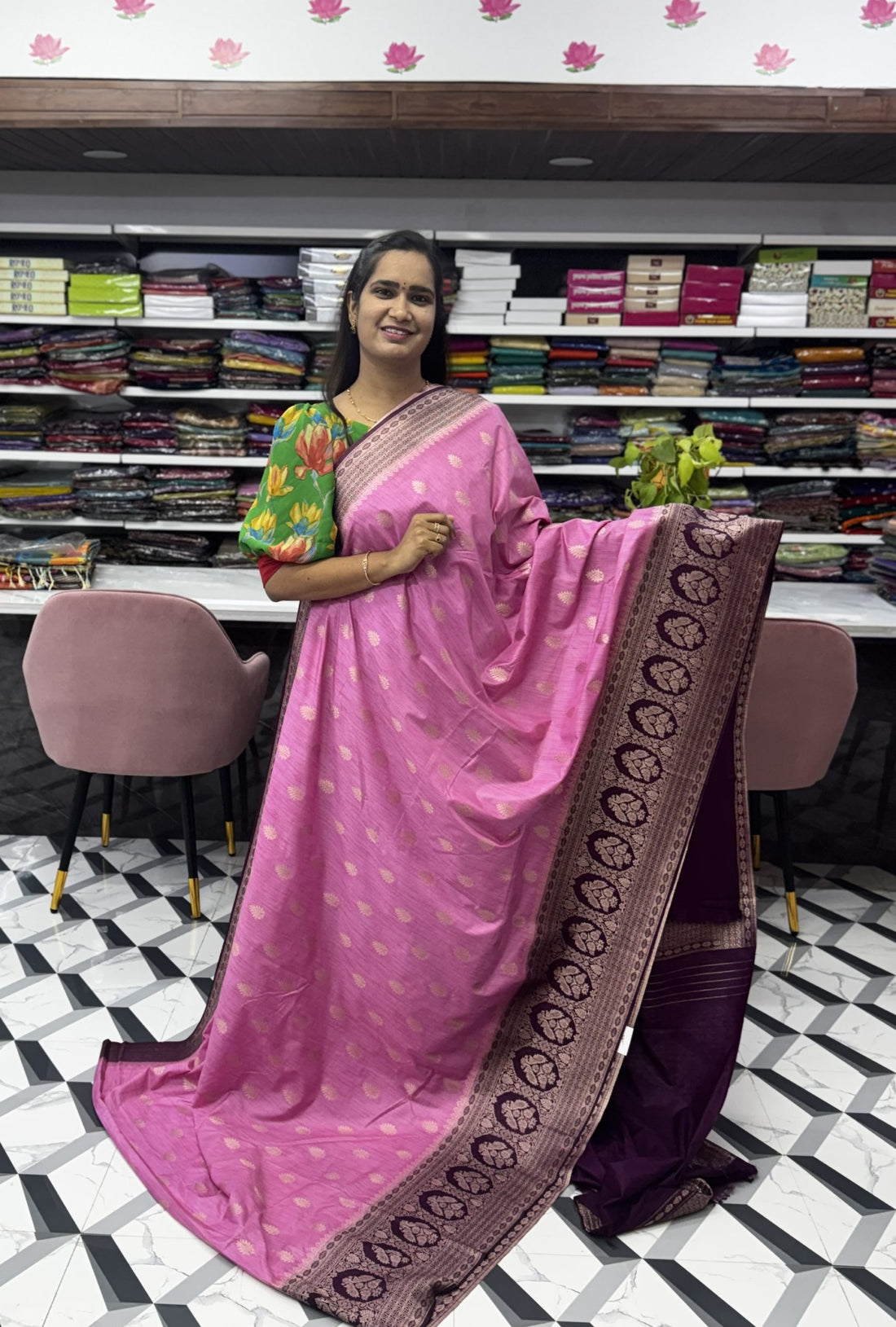 Pink Fancy Chanderi Saree