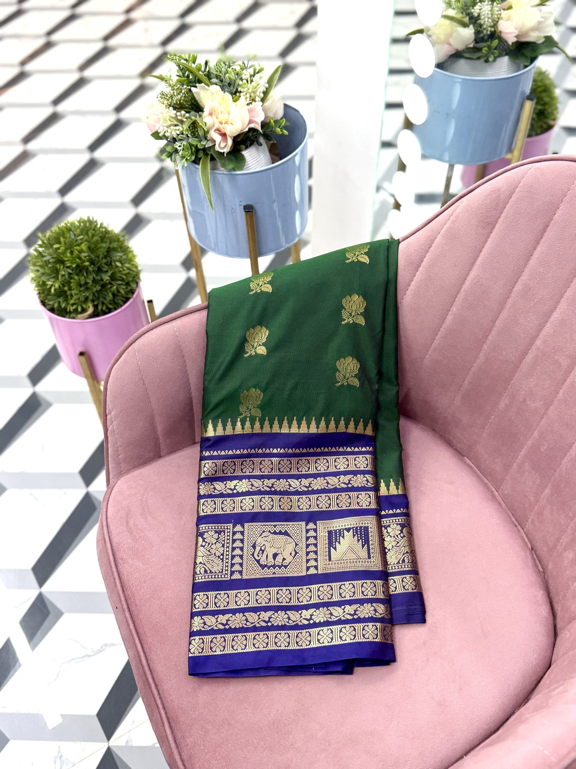 Green Semi Gadwal Saree