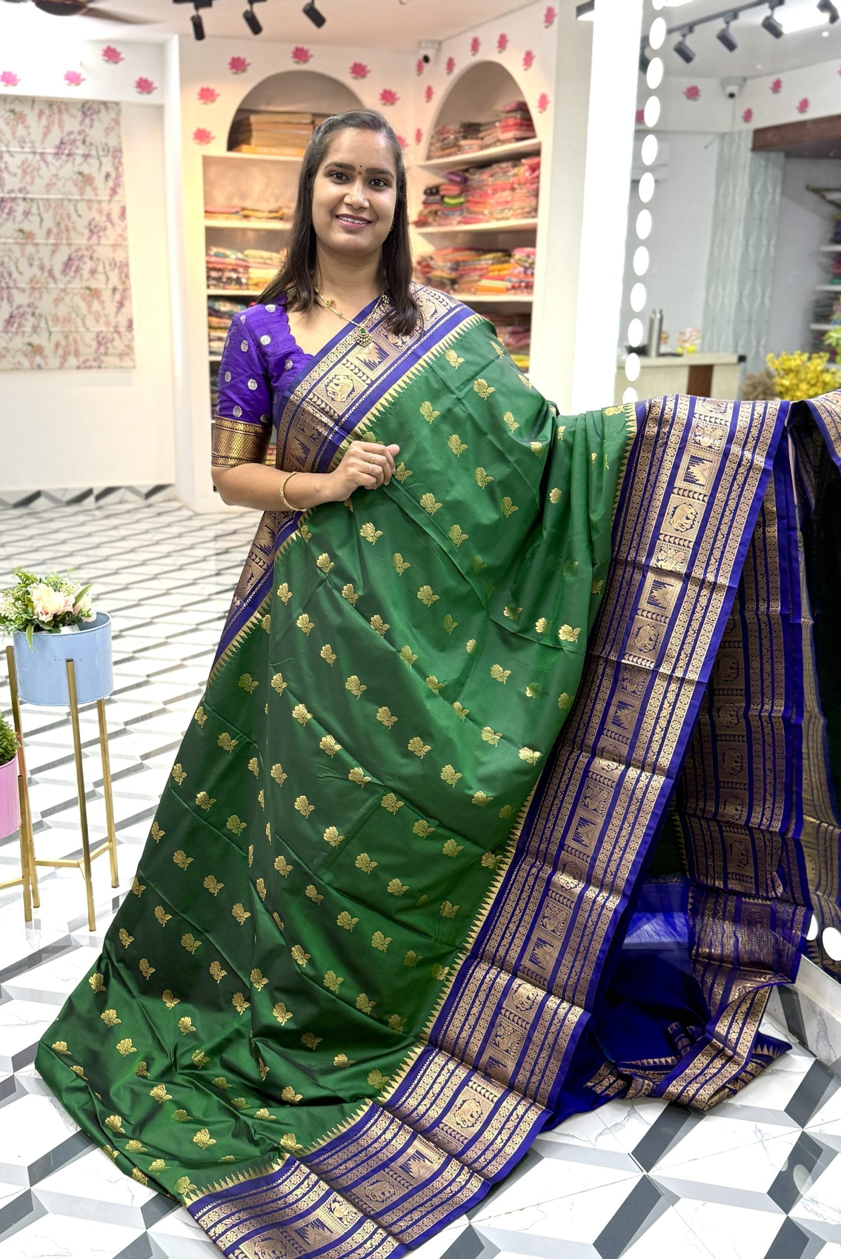 Green Semi Gadwal Saree
