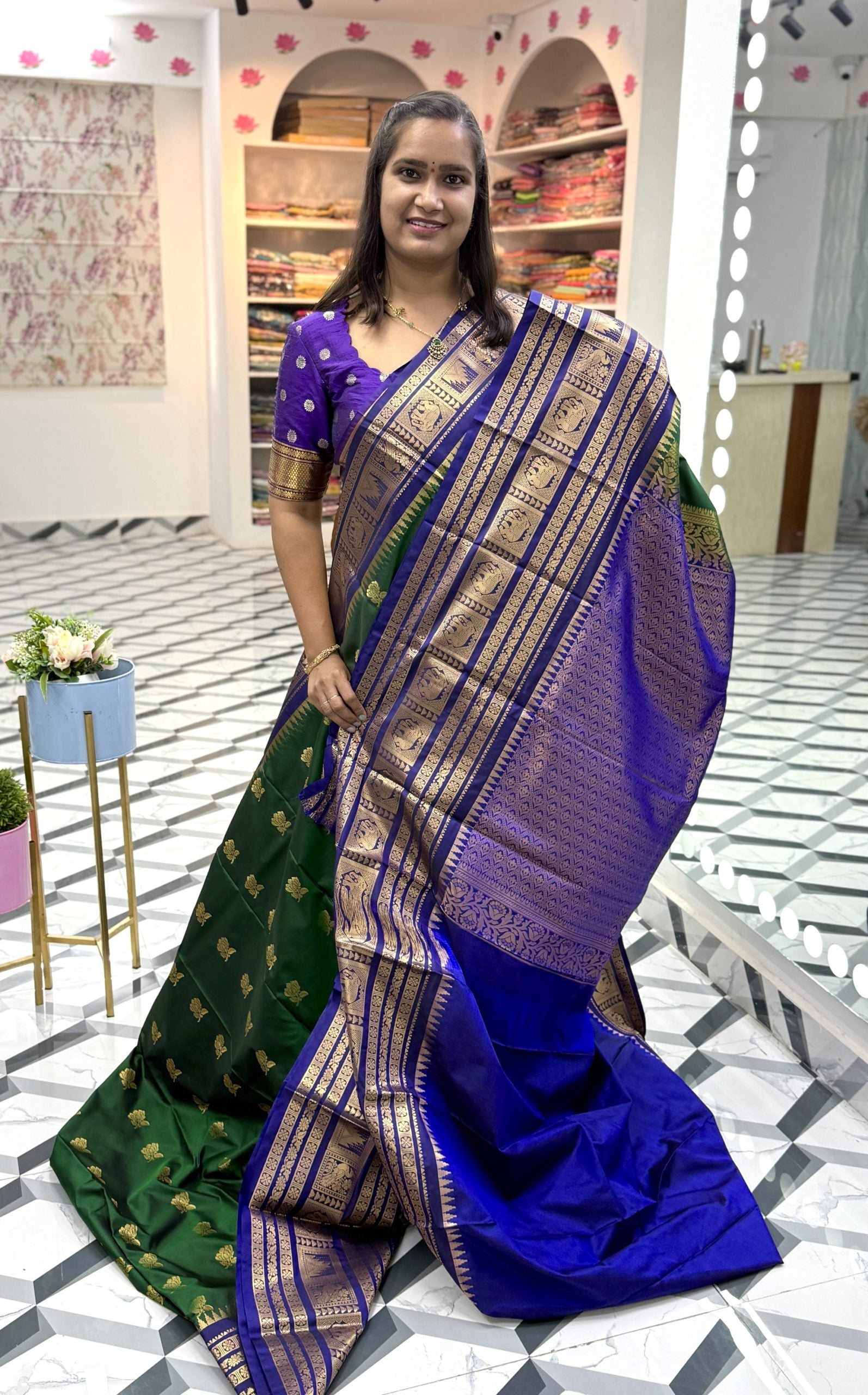 Green Semi Gadwal Saree