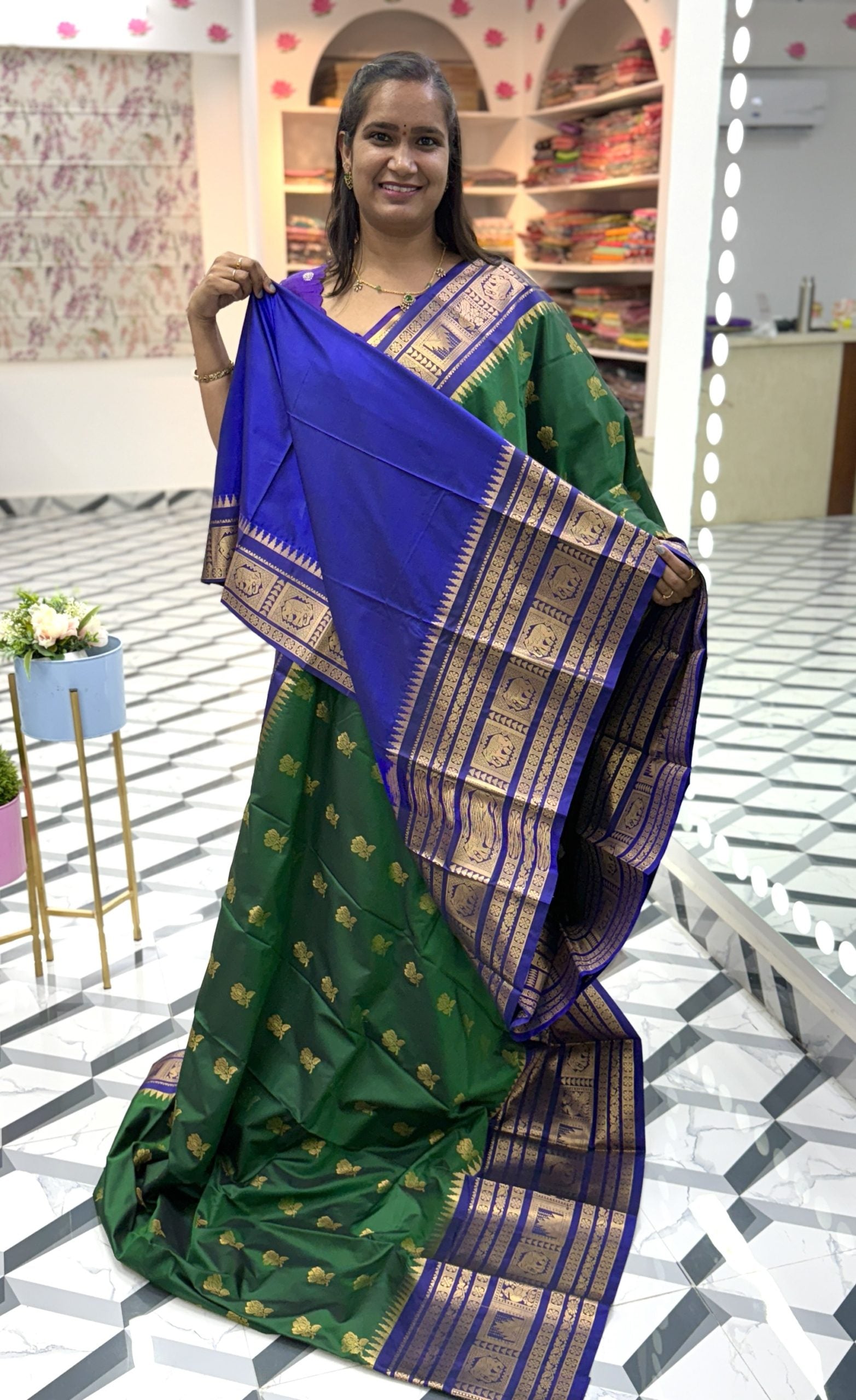 Green Semi Gadwal Saree