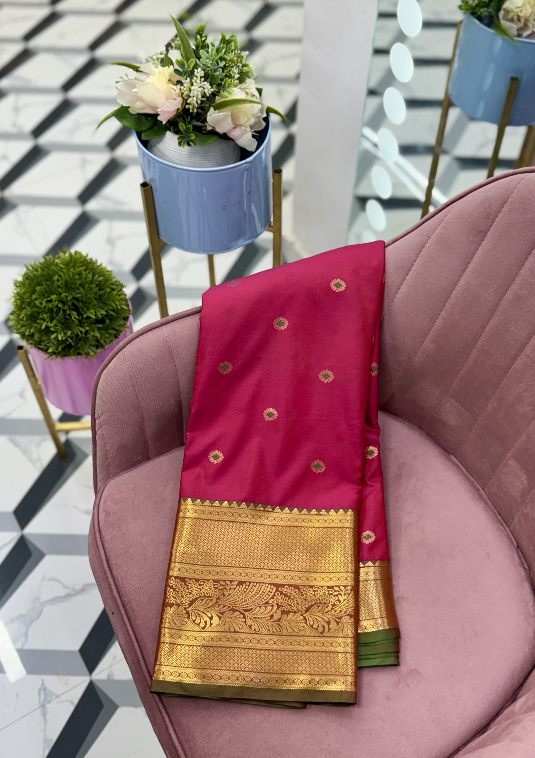 Pink Semi Gadwal Saree