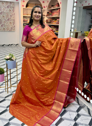 Orange Semi Gadwal Saree