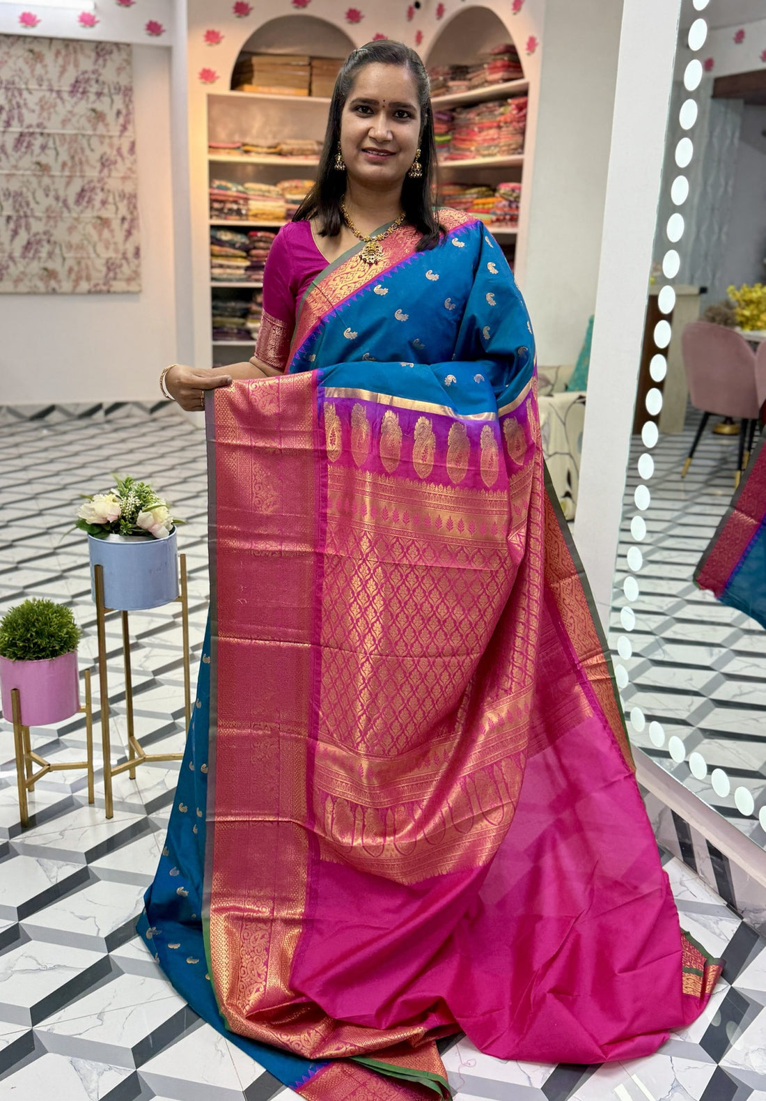 Peacock Blue Semi Gadwal