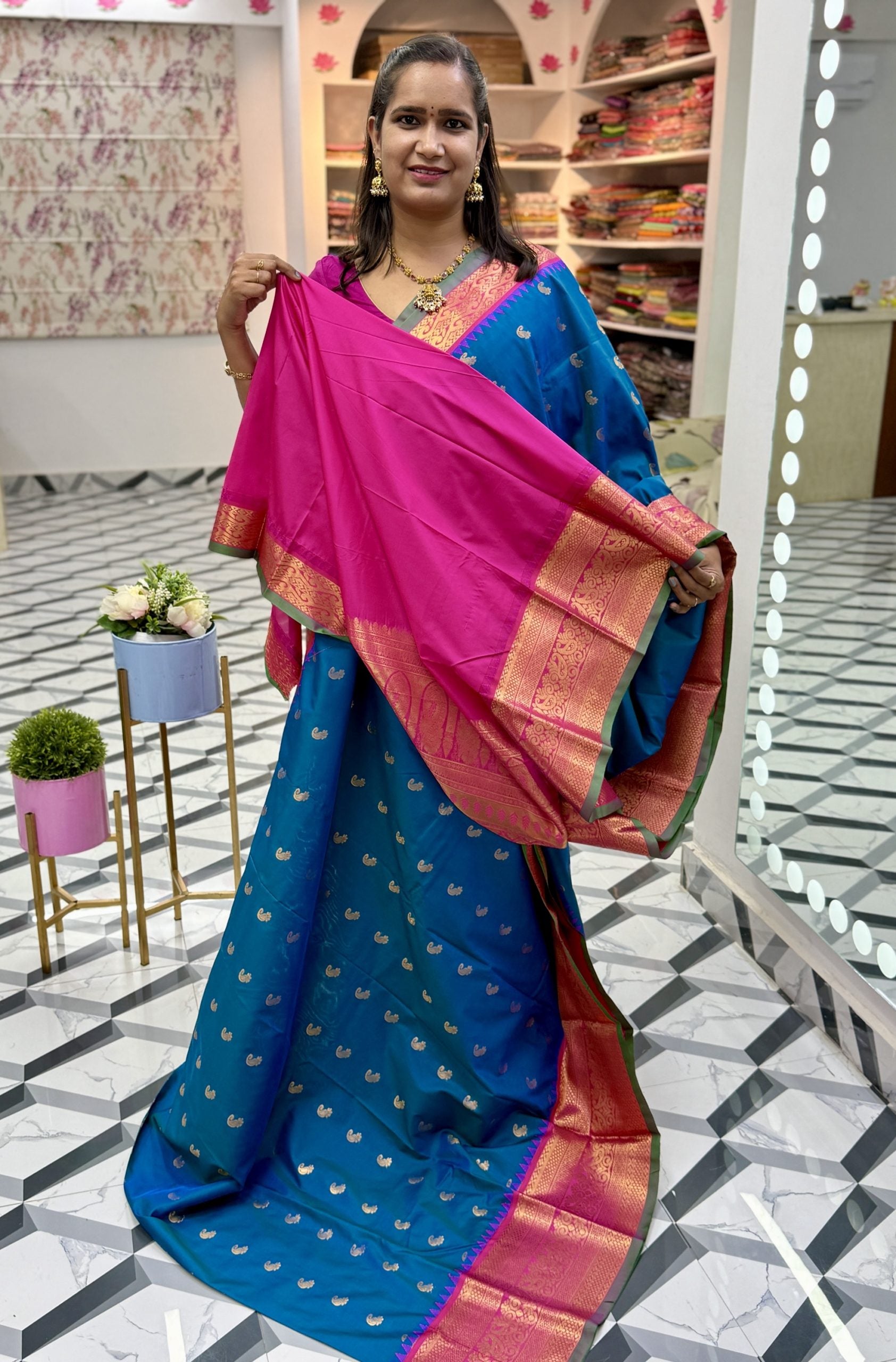 Peacock Blue Semi Gadwal