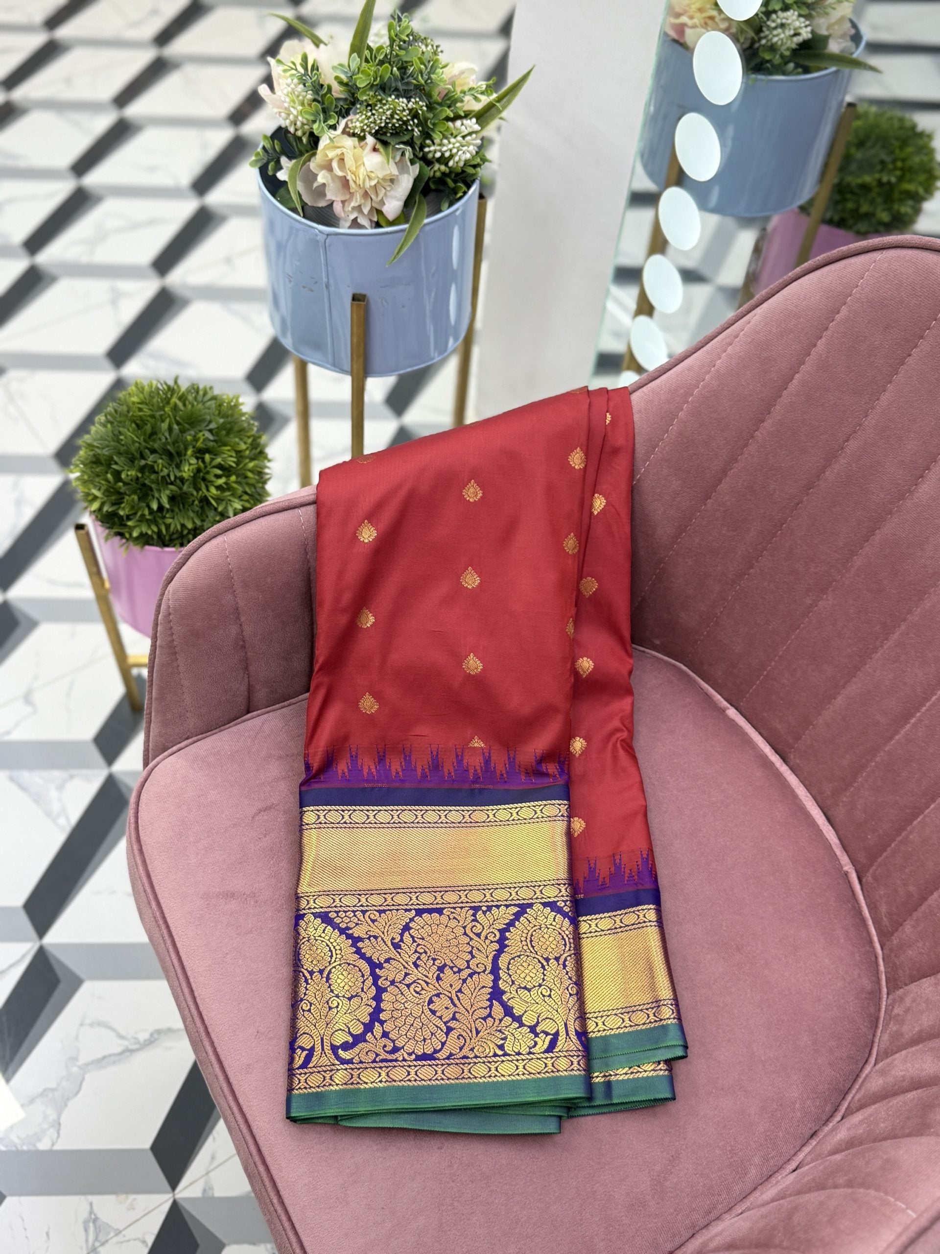 Maroon Semi Gadwal