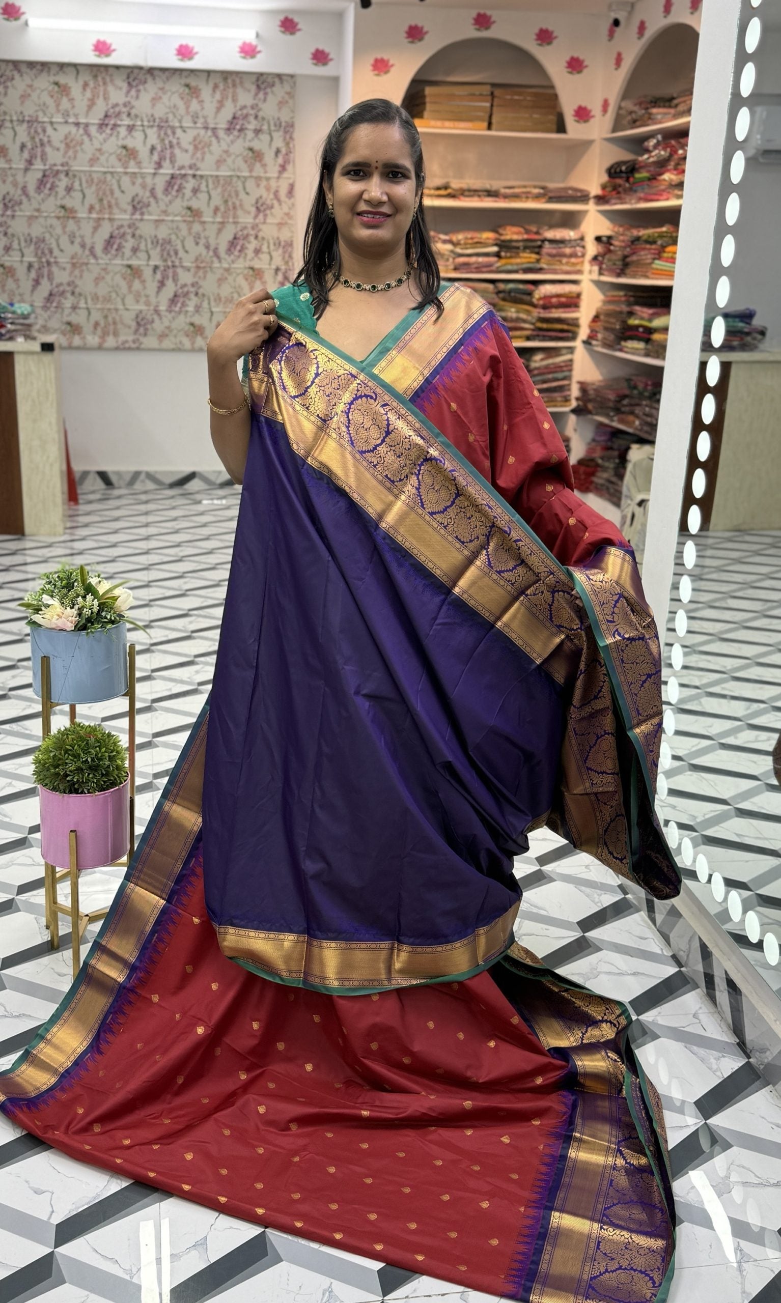 Maroon Semi Gadwal