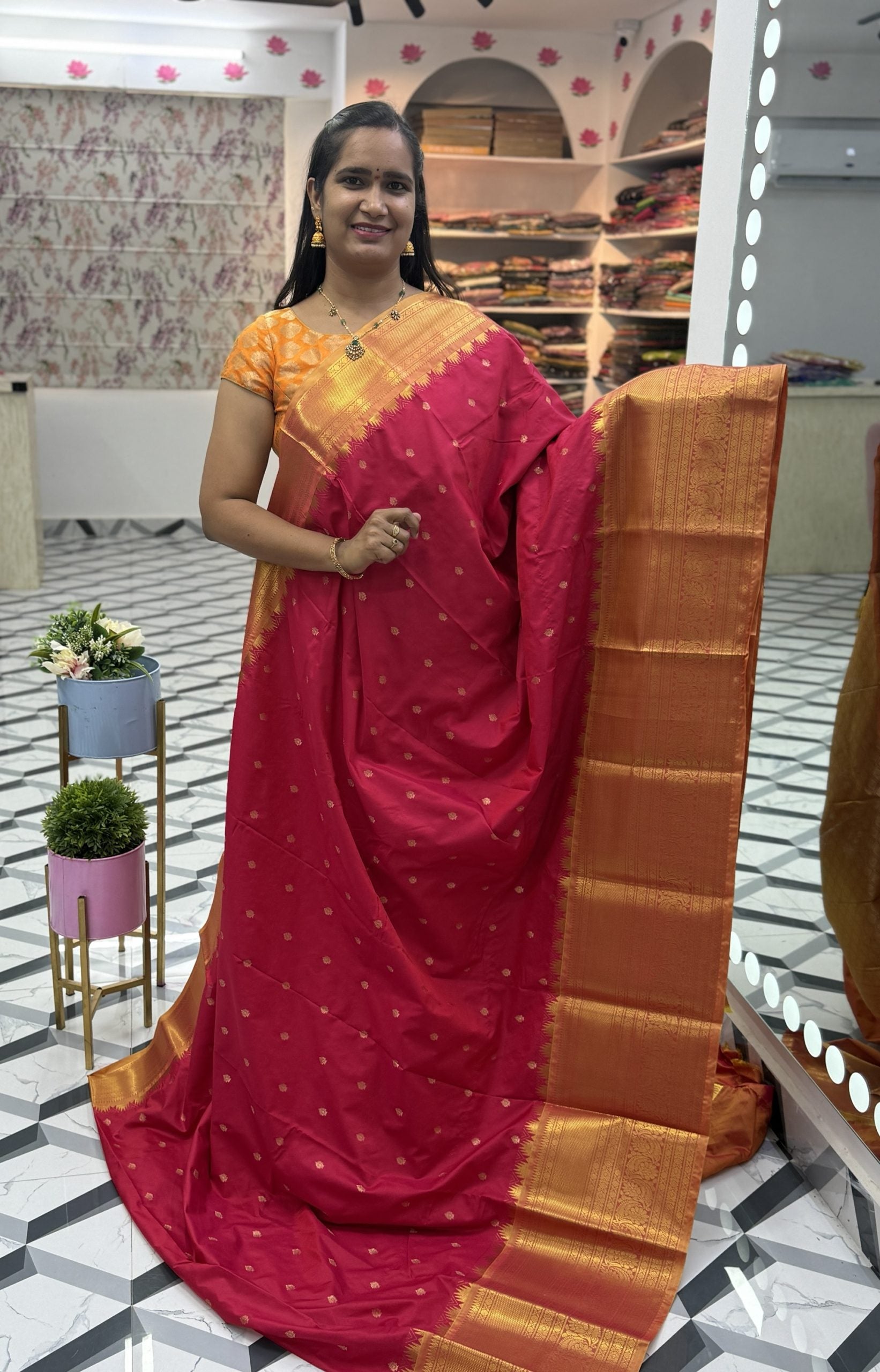 Pinkish Red Semi Gadwal