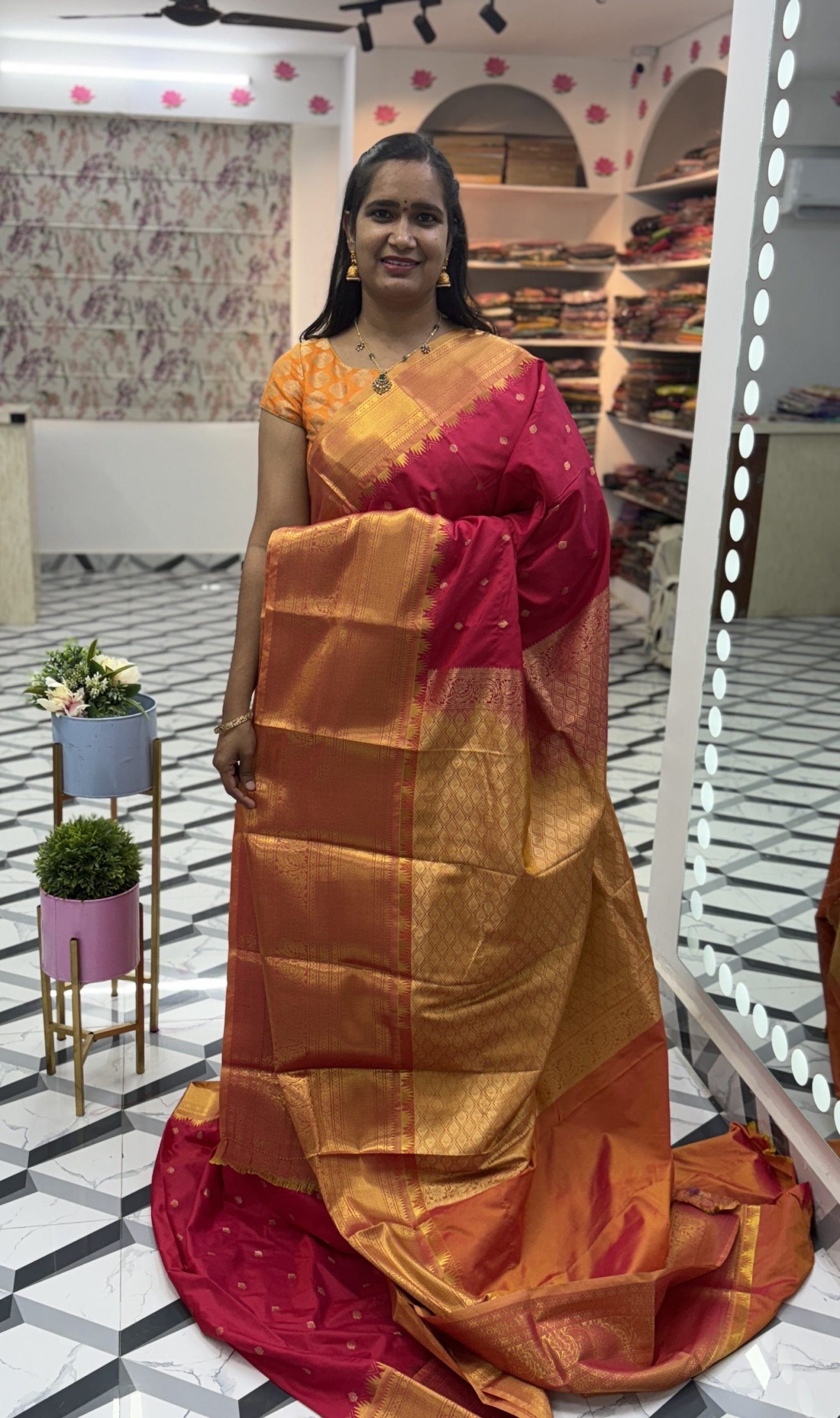 Pinkish Red Semi Gadwal