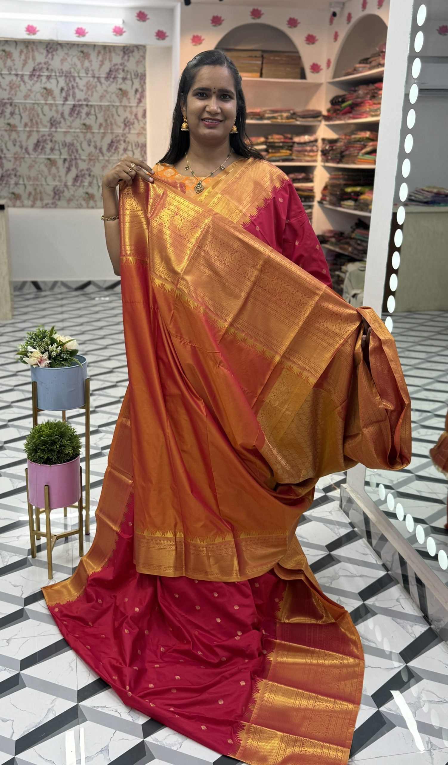 Pinkish Red Semi Gadwal