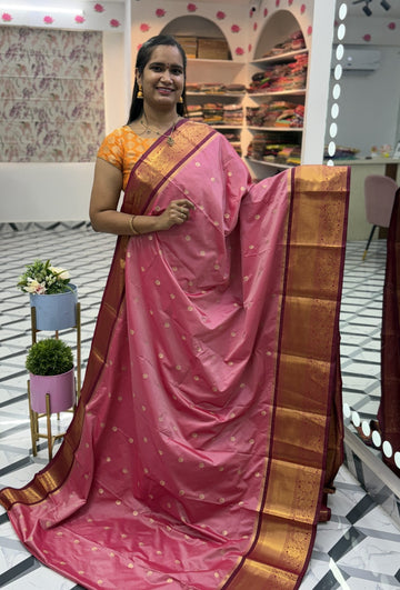 Peach Maroon Semi Gadwal