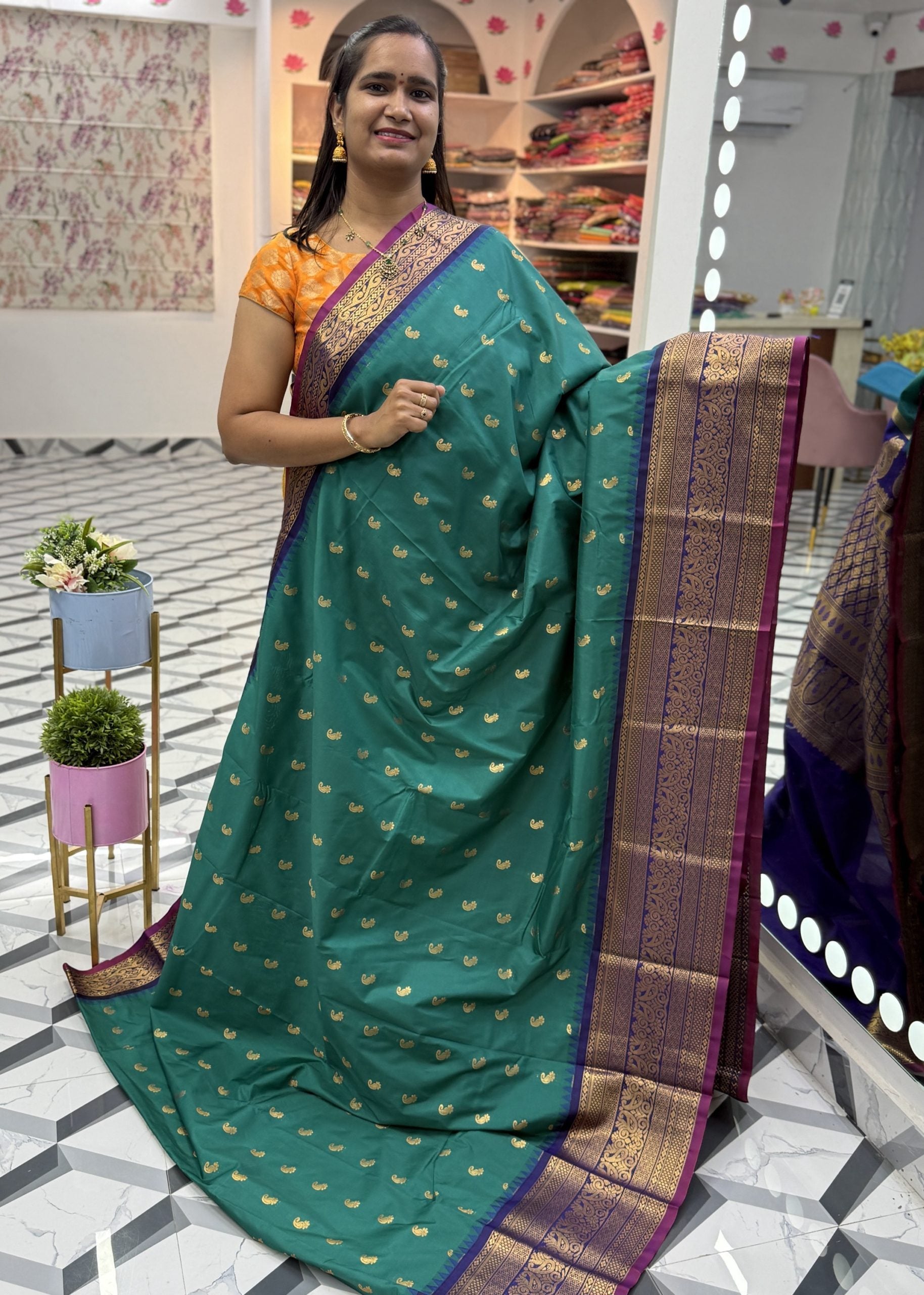 Sea green Semi Gadwal