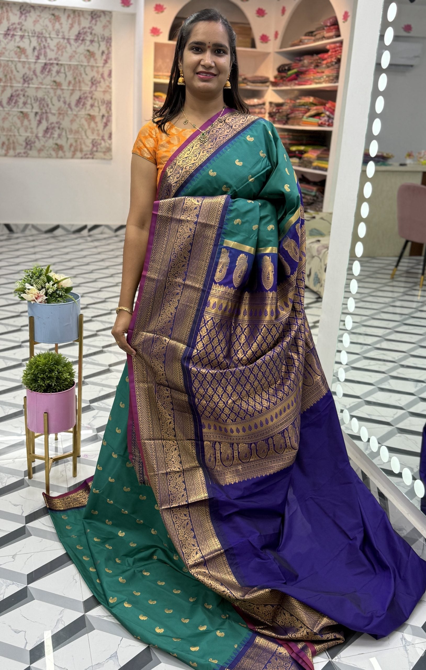 Sea green Semi Gadwal