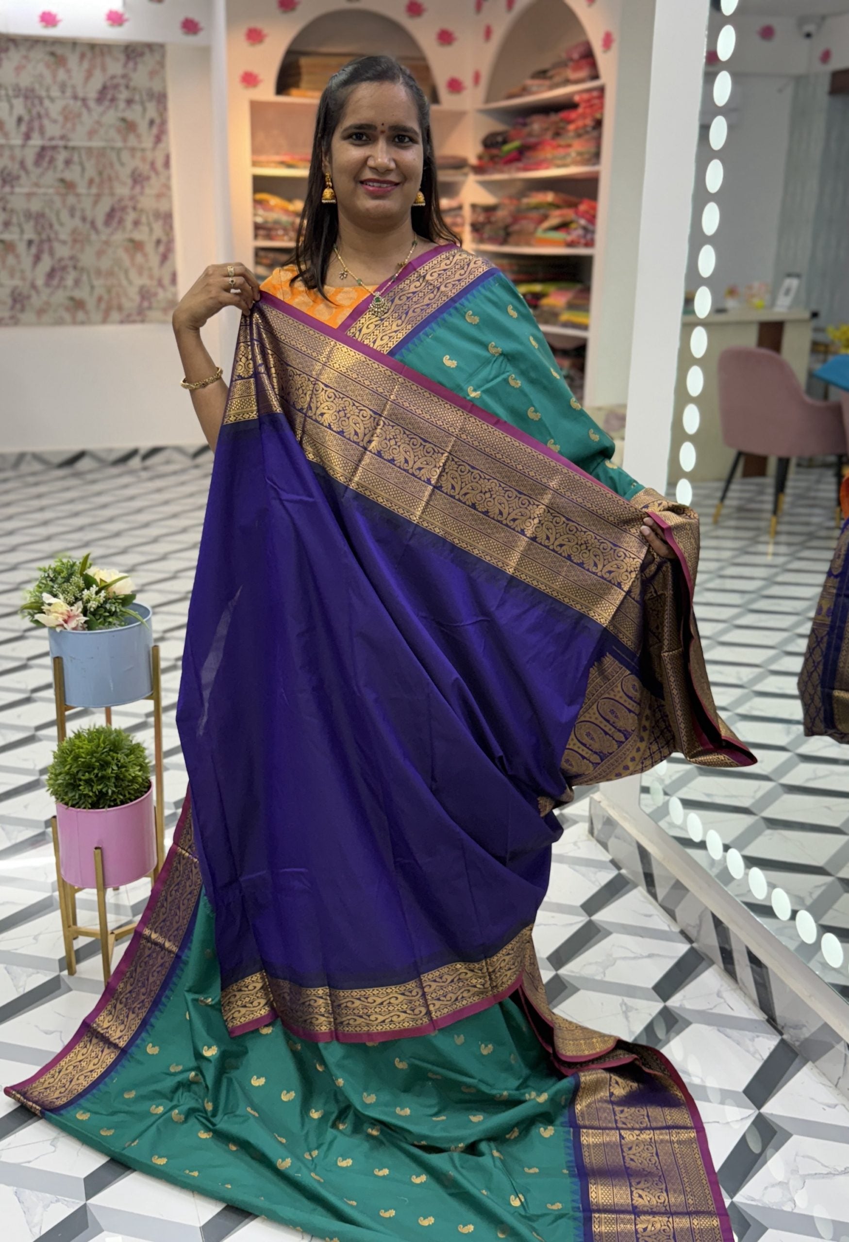 Sea green Semi Gadwal