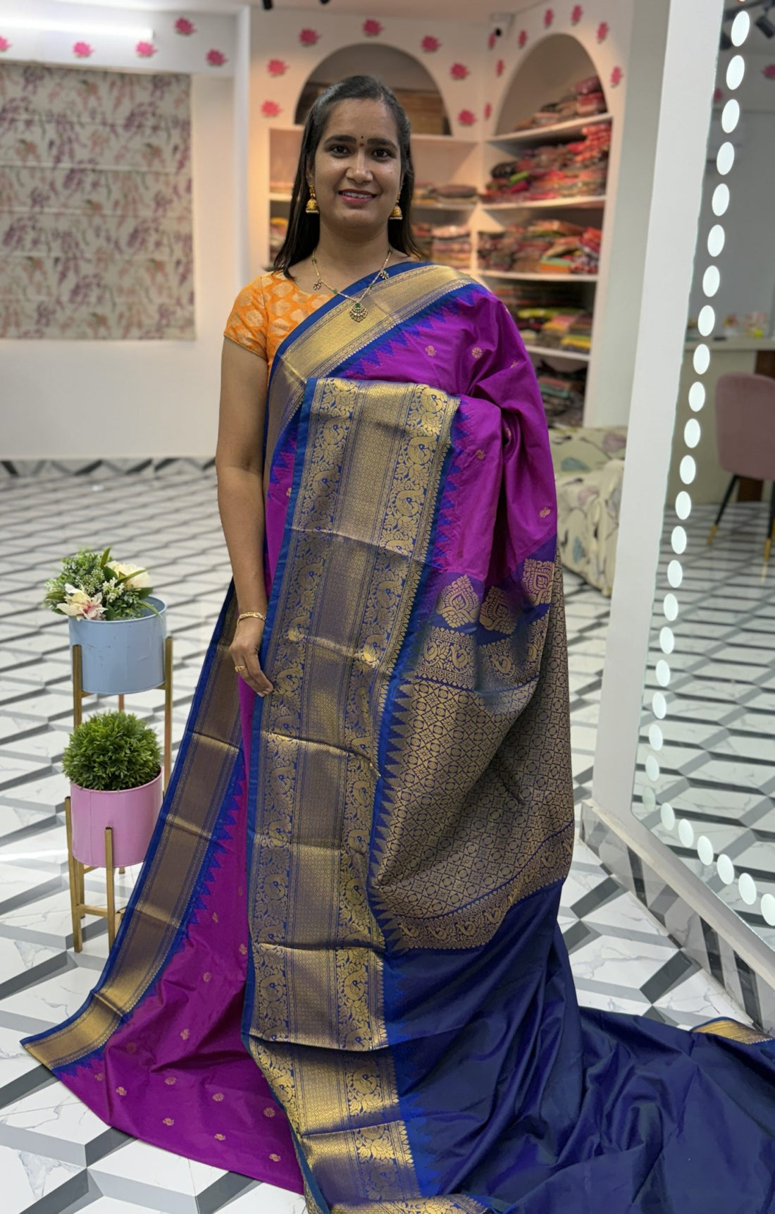 Purple Blue Semi Gadwal