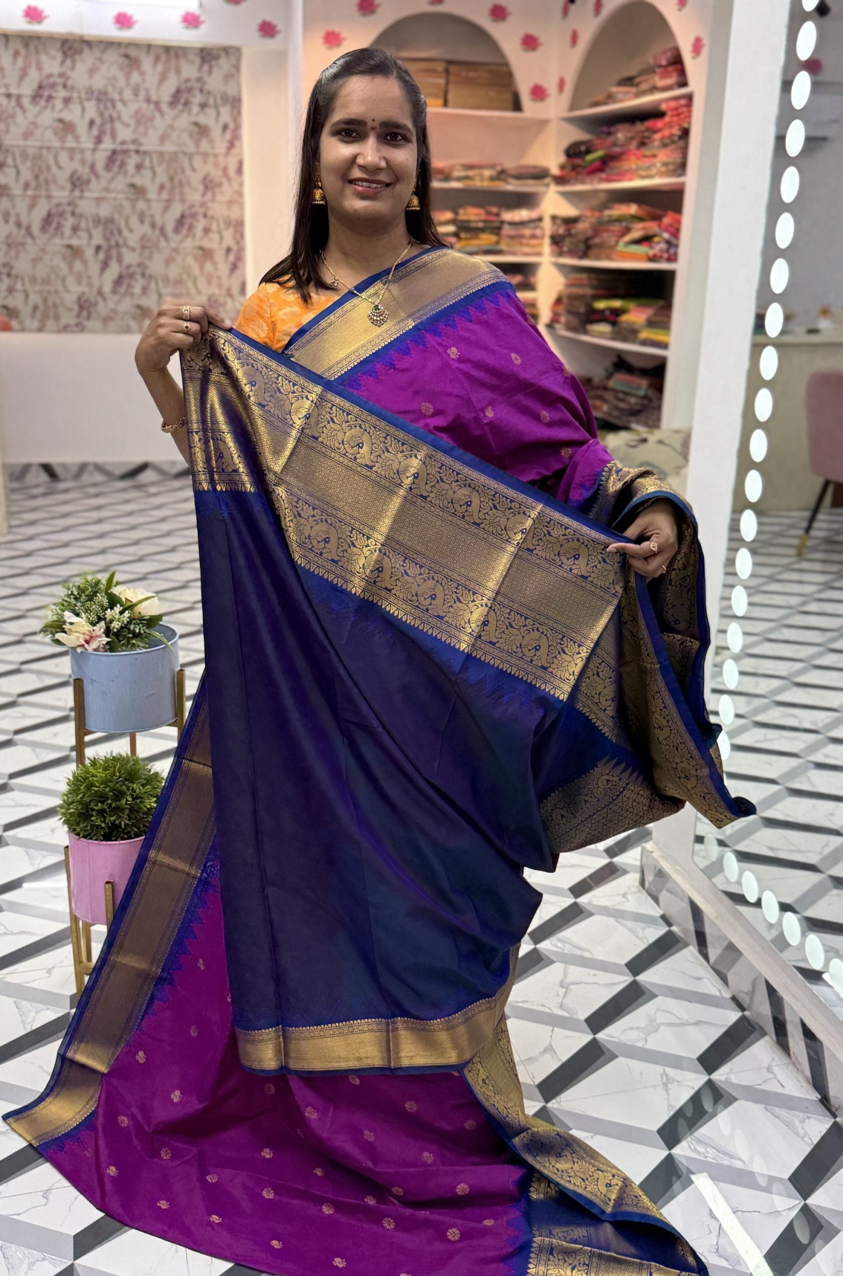 Purple Blue Semi Gadwal