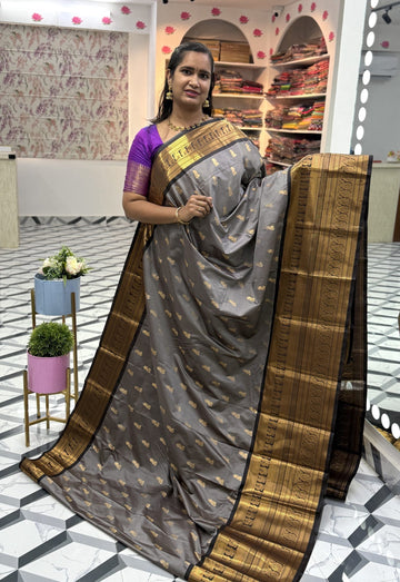 Grey Semi Gadwal Saree
