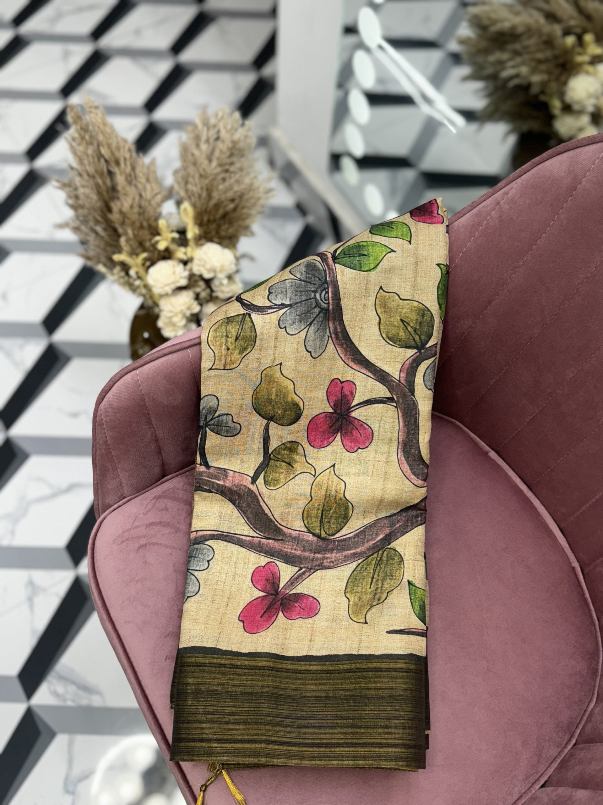 Black Fancy Tussar Saree