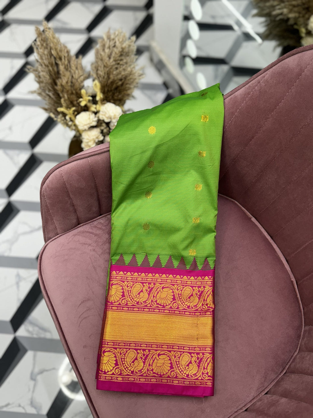 Green Semi Gadwal Saree