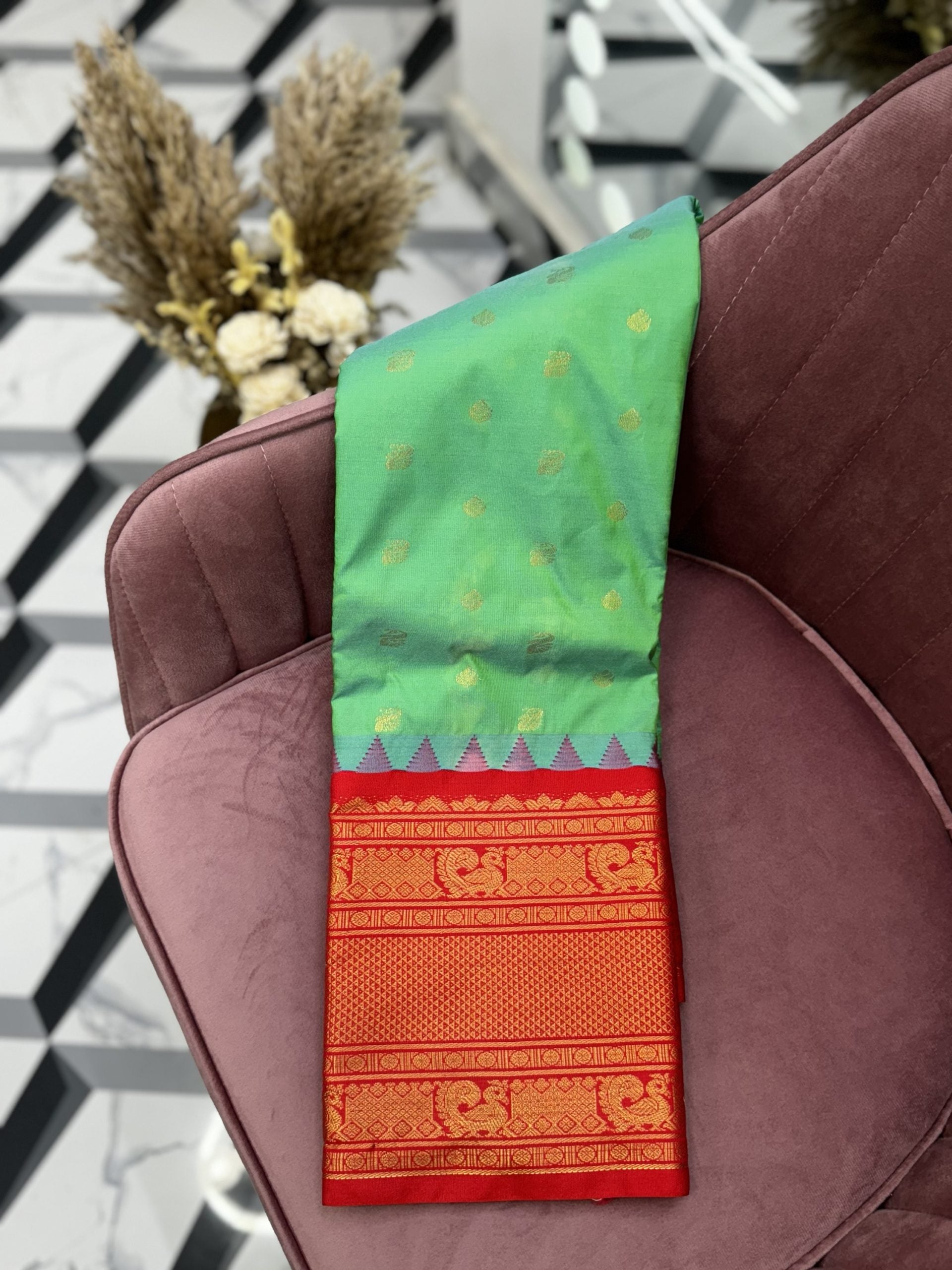 Green Semi Gadwal Saree