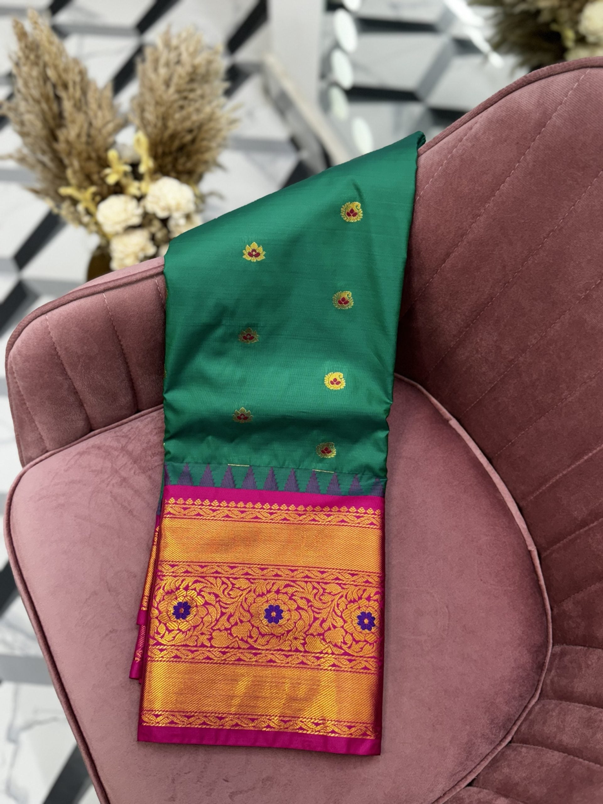 Green Semi Gadwal Saree
