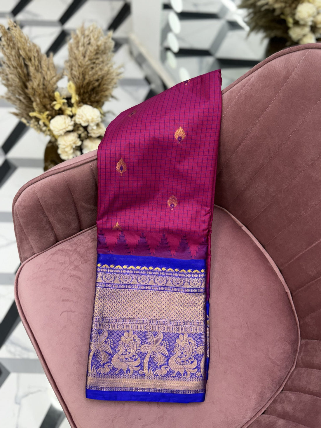 Pink Semi Gadwal Saree