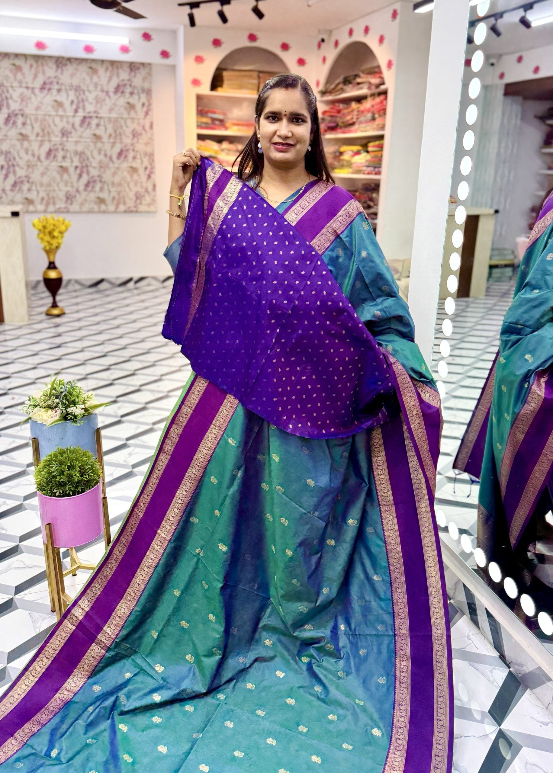 Animisha Peacock Blue Soft Pattu Saree