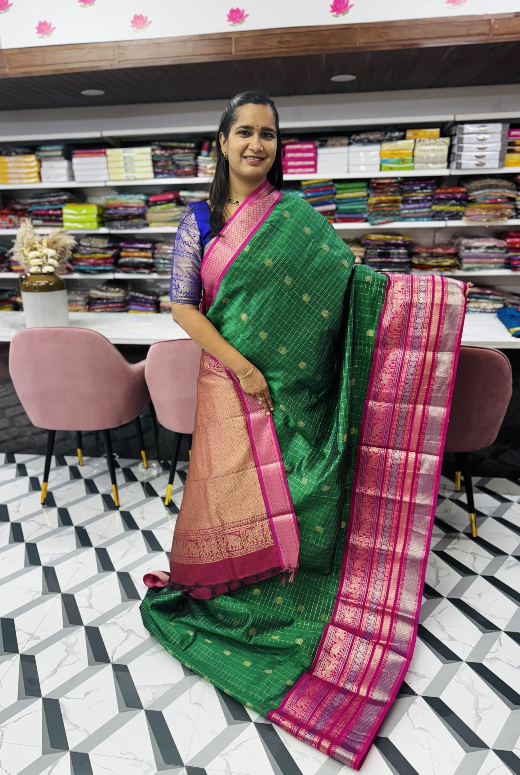 Green Mangalagiri Saree