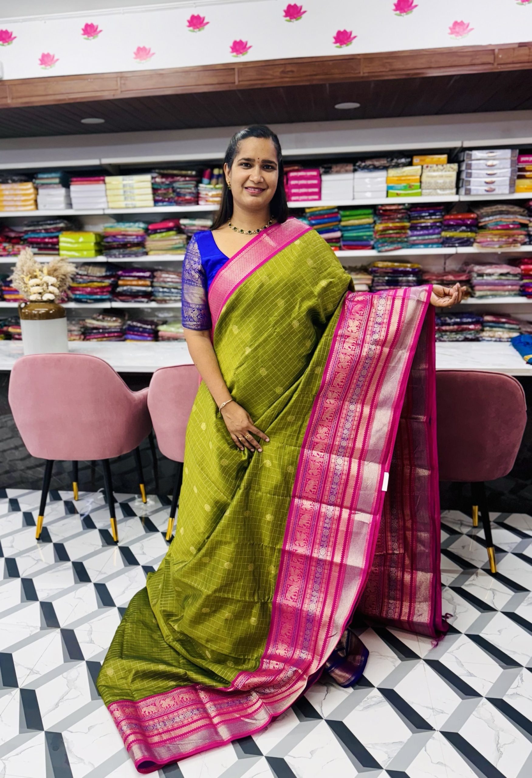 Green Mangalagiri Saree