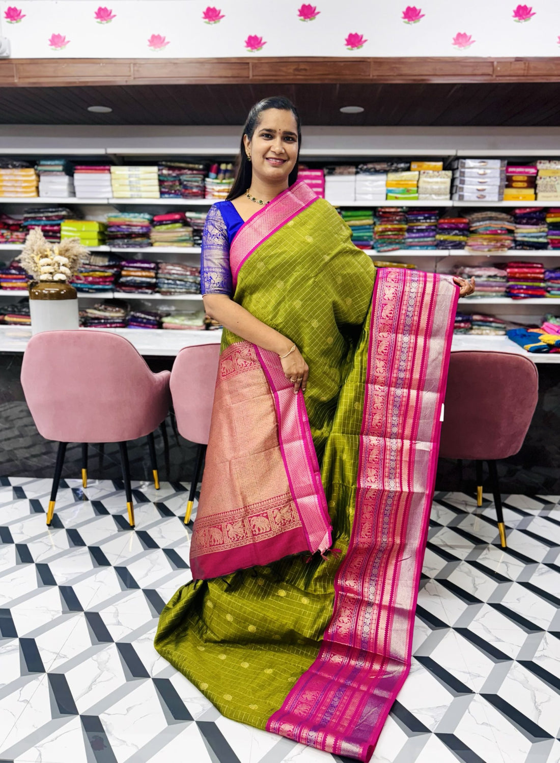 Green Mangalagiri Saree